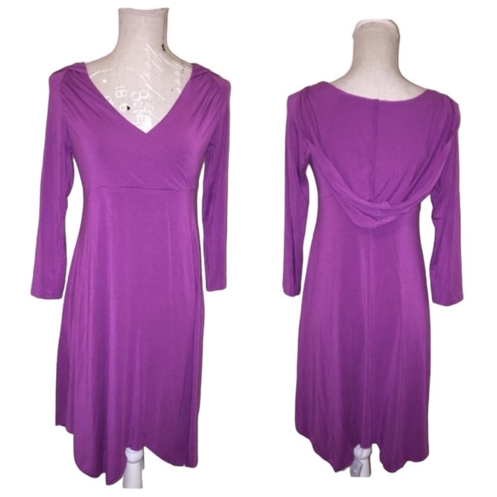 ATHLETA Hawi Hooded handkerchief hem Modal Dress - Picture 2 of 4